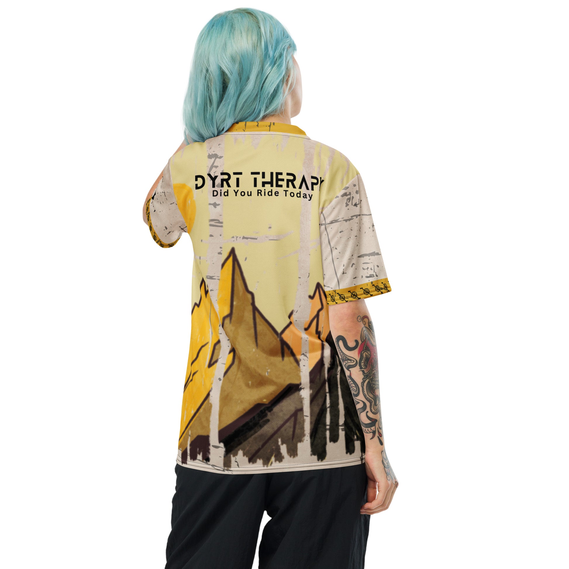 Trail Cat Yellow Recycled unisex sports jersey