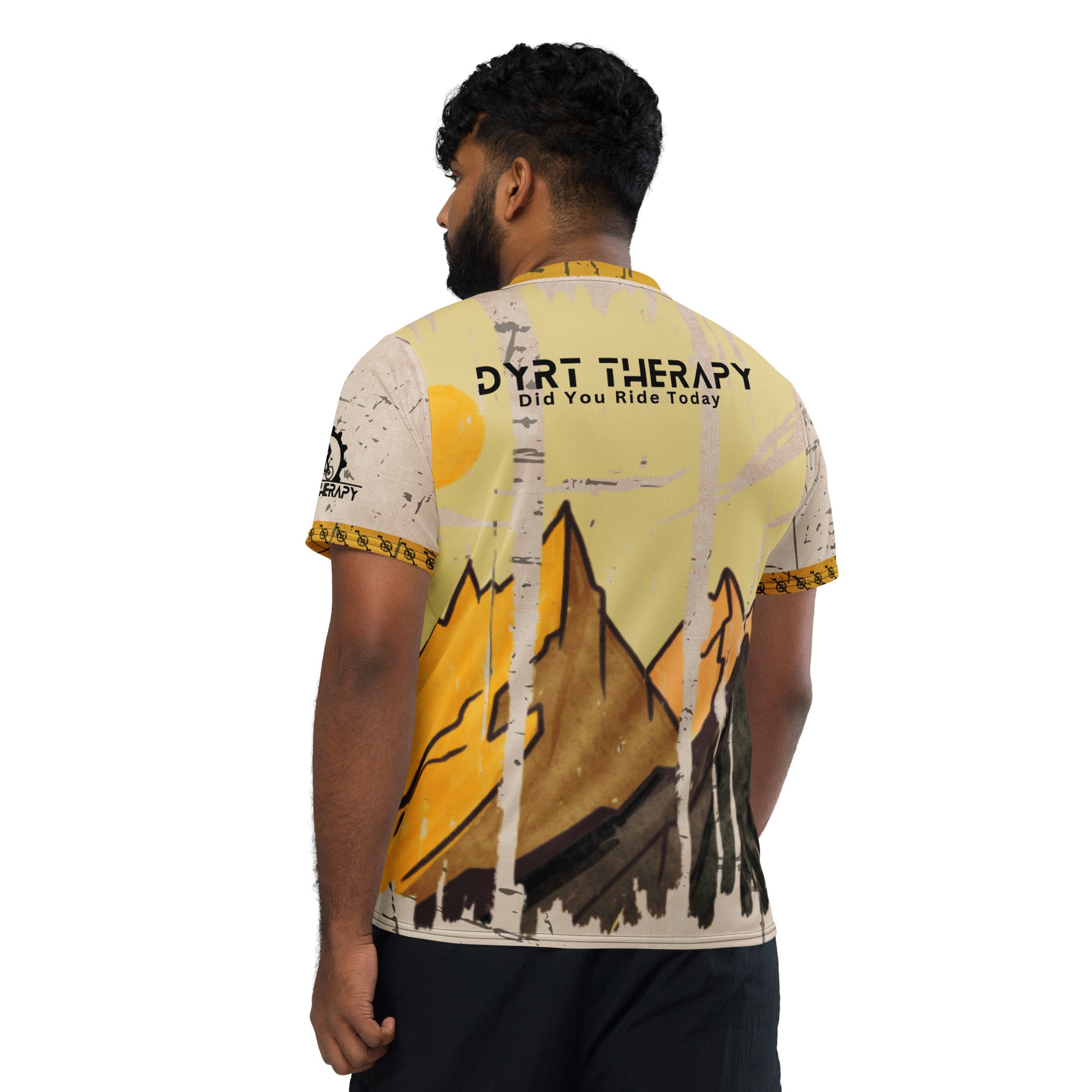 Trail Cat Yellow Recycled unisex sports jersey