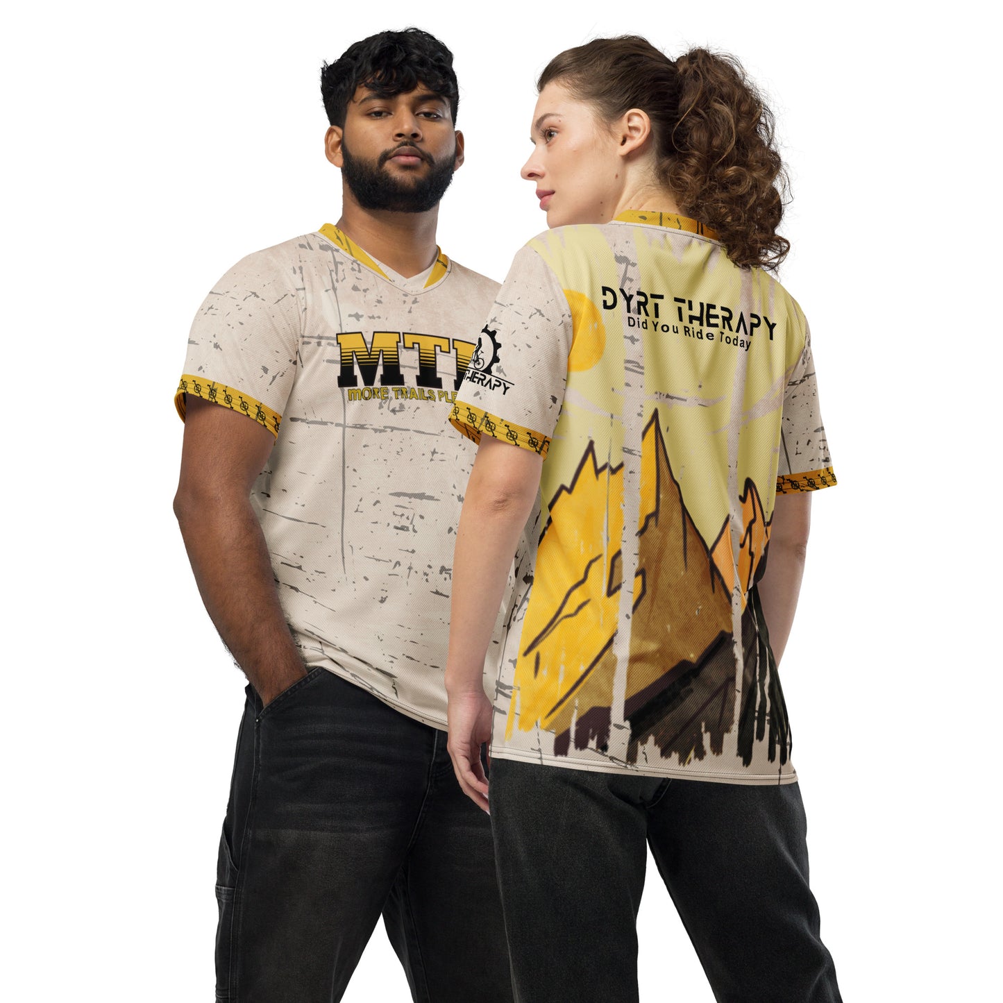 Trail Cat Yellow Recycled unisex sports jersey