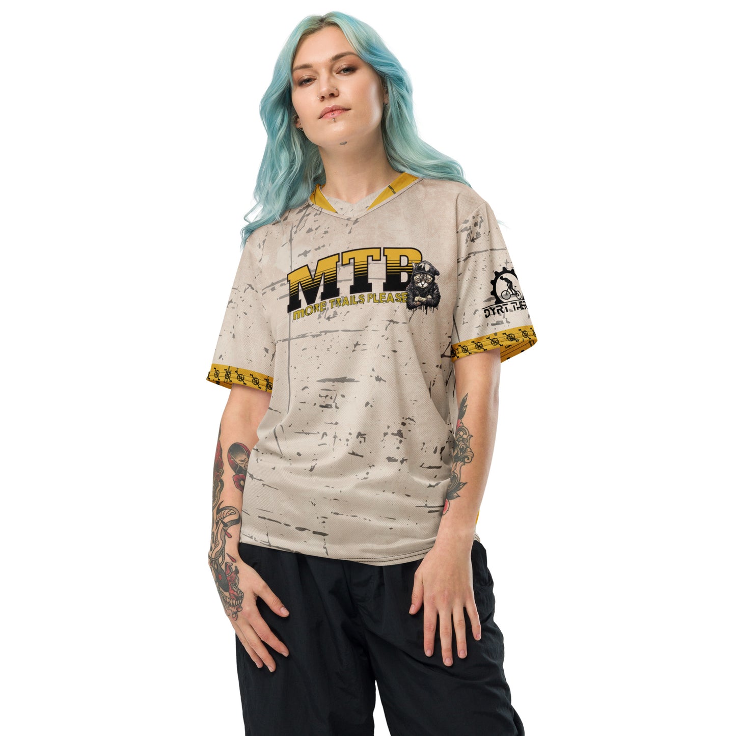 Trail Cat Yellow Recycled unisex sports jersey