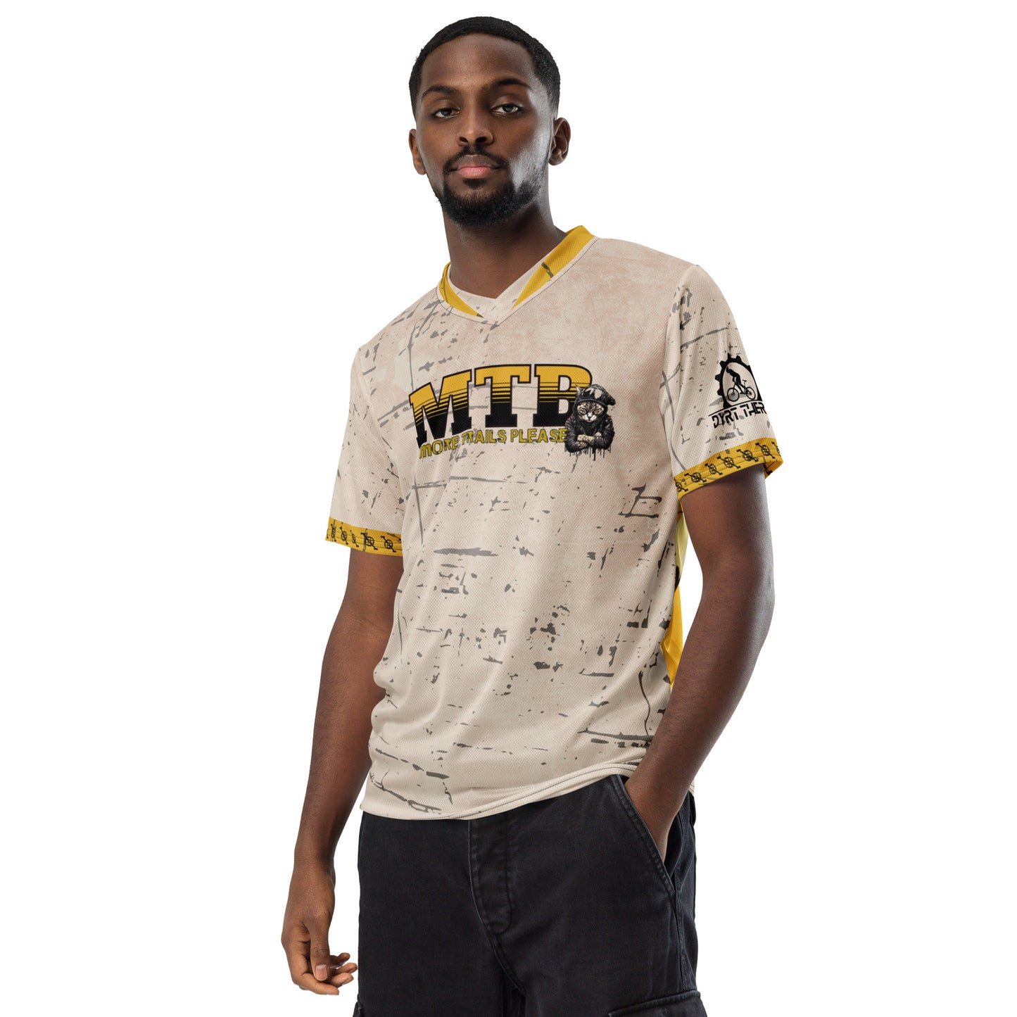 Trail Cat Yellow Recycled unisex sports jersey