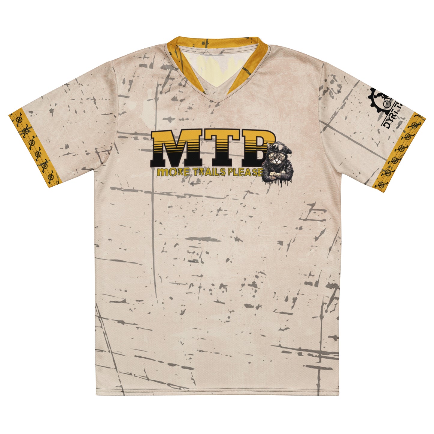 Trail Cat Yellow Recycled unisex sports jersey