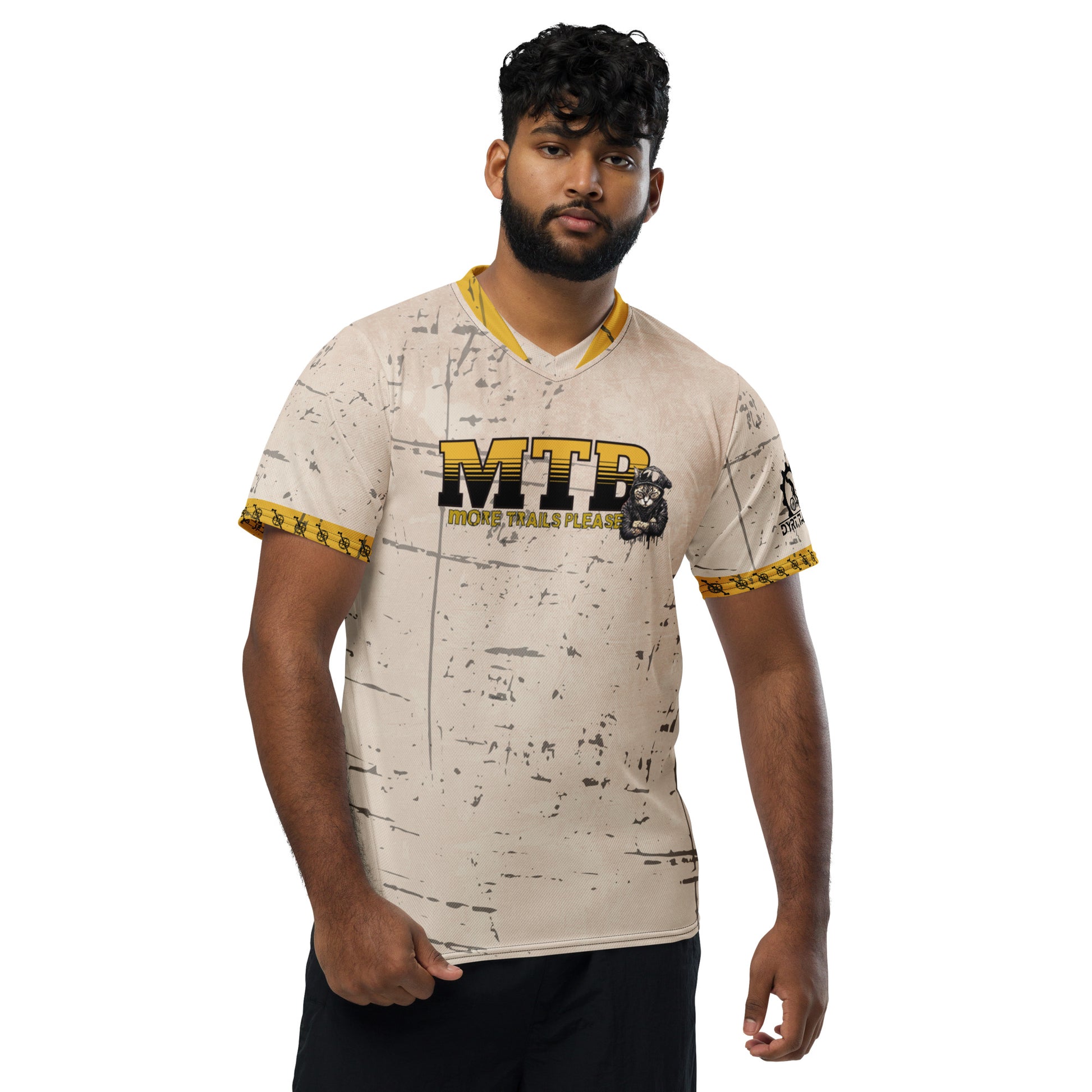 Trail Cat Yellow Recycled unisex sports jersey