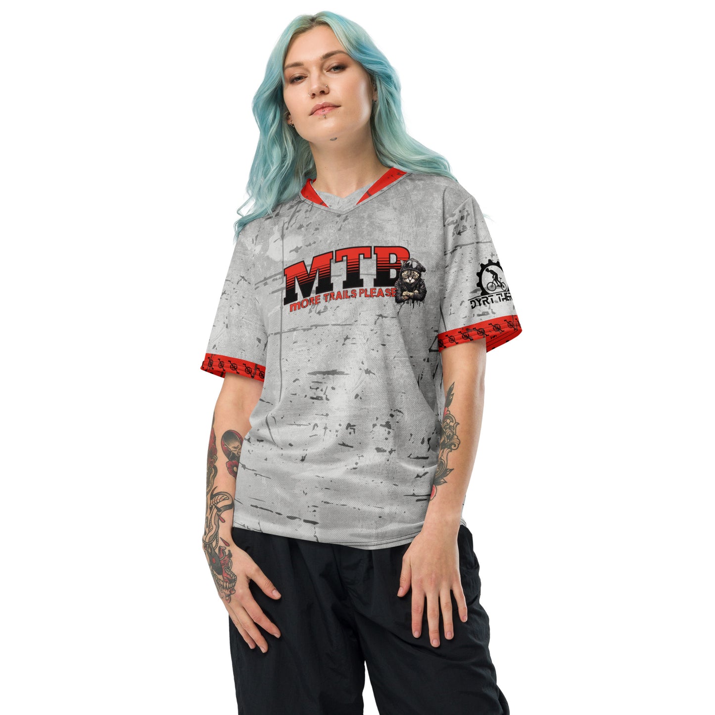 Trail Cat Red Recycled unisex sports jersey