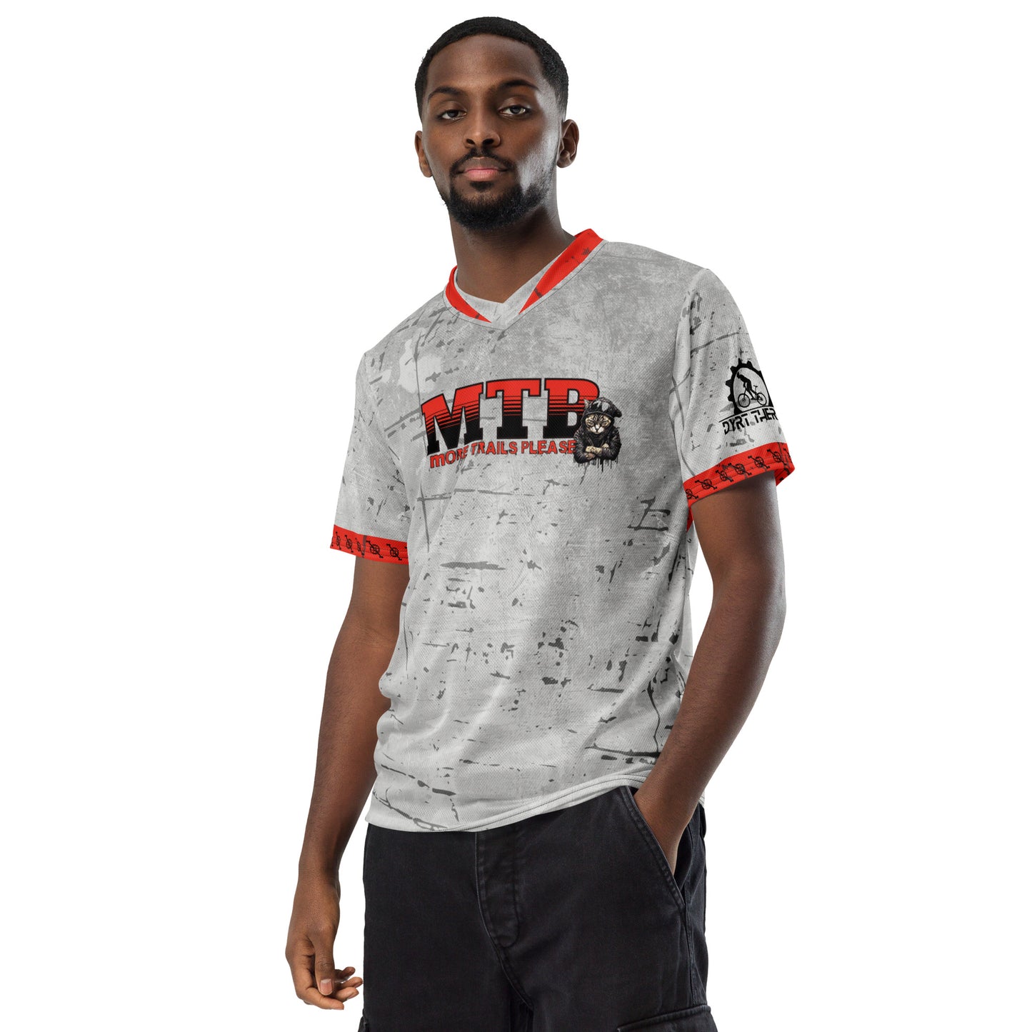 Trail Cat Red Recycled unisex sports jersey