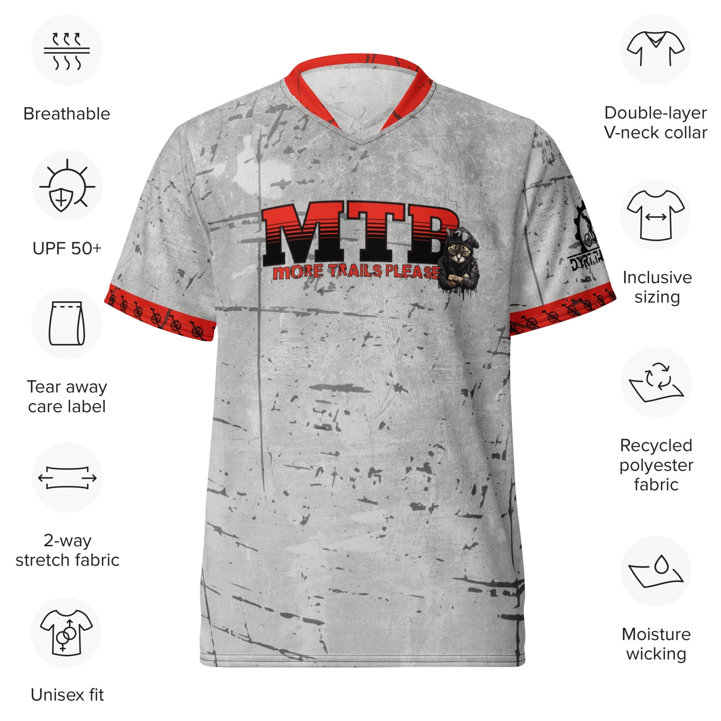 Trail Cat Red Recycled unisex sports jersey