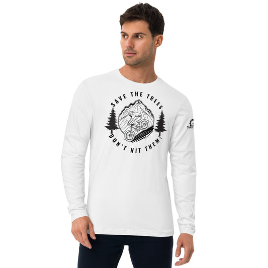 Save The Trees-Long Sleeve Fitted Crew white