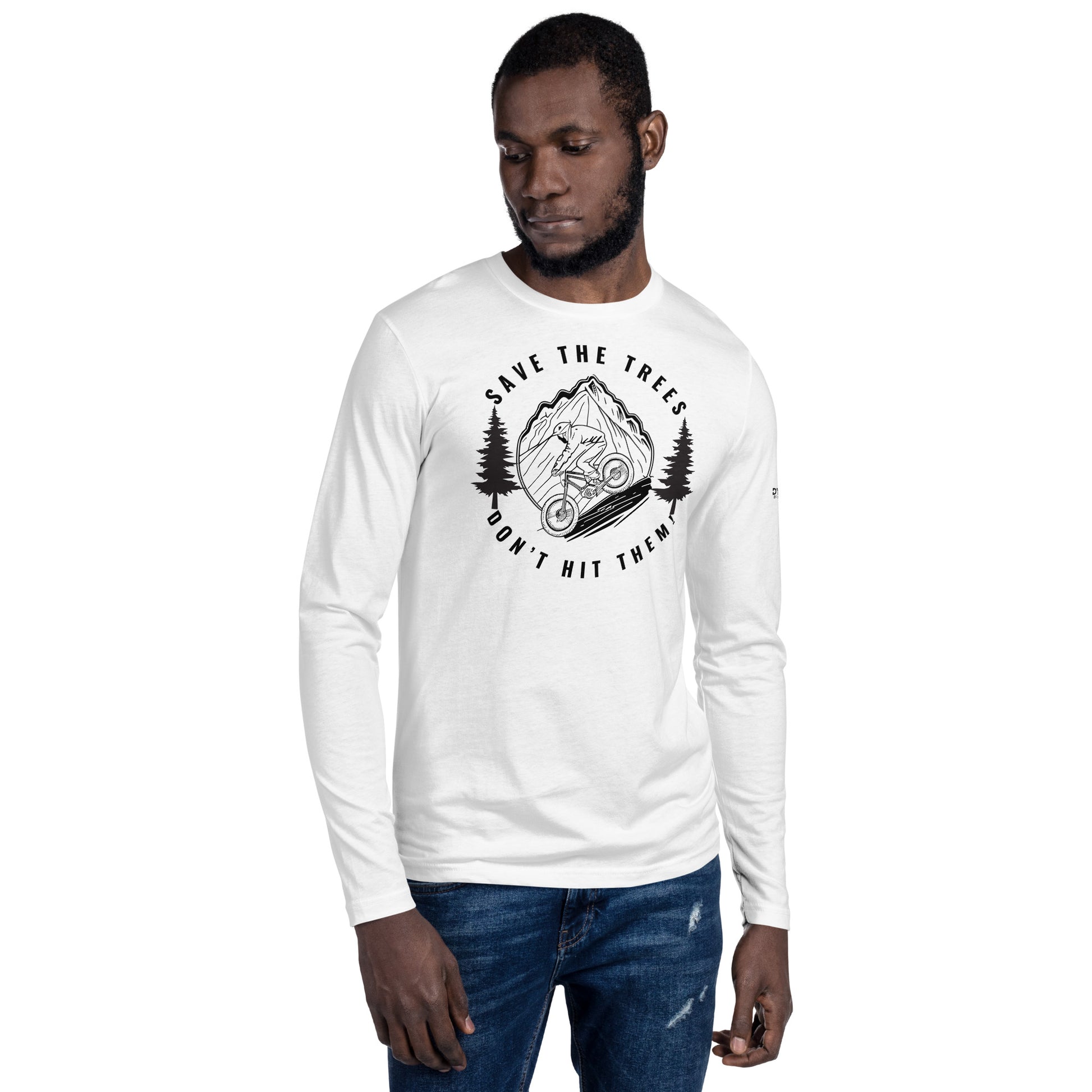 Save The Trees-Long Sleeve Fitted Crew white