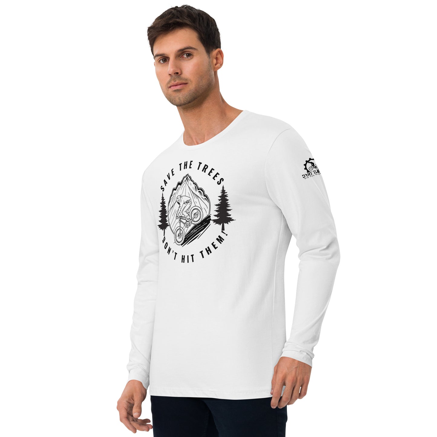 Save The Trees-Long Sleeve Fitted Crew white