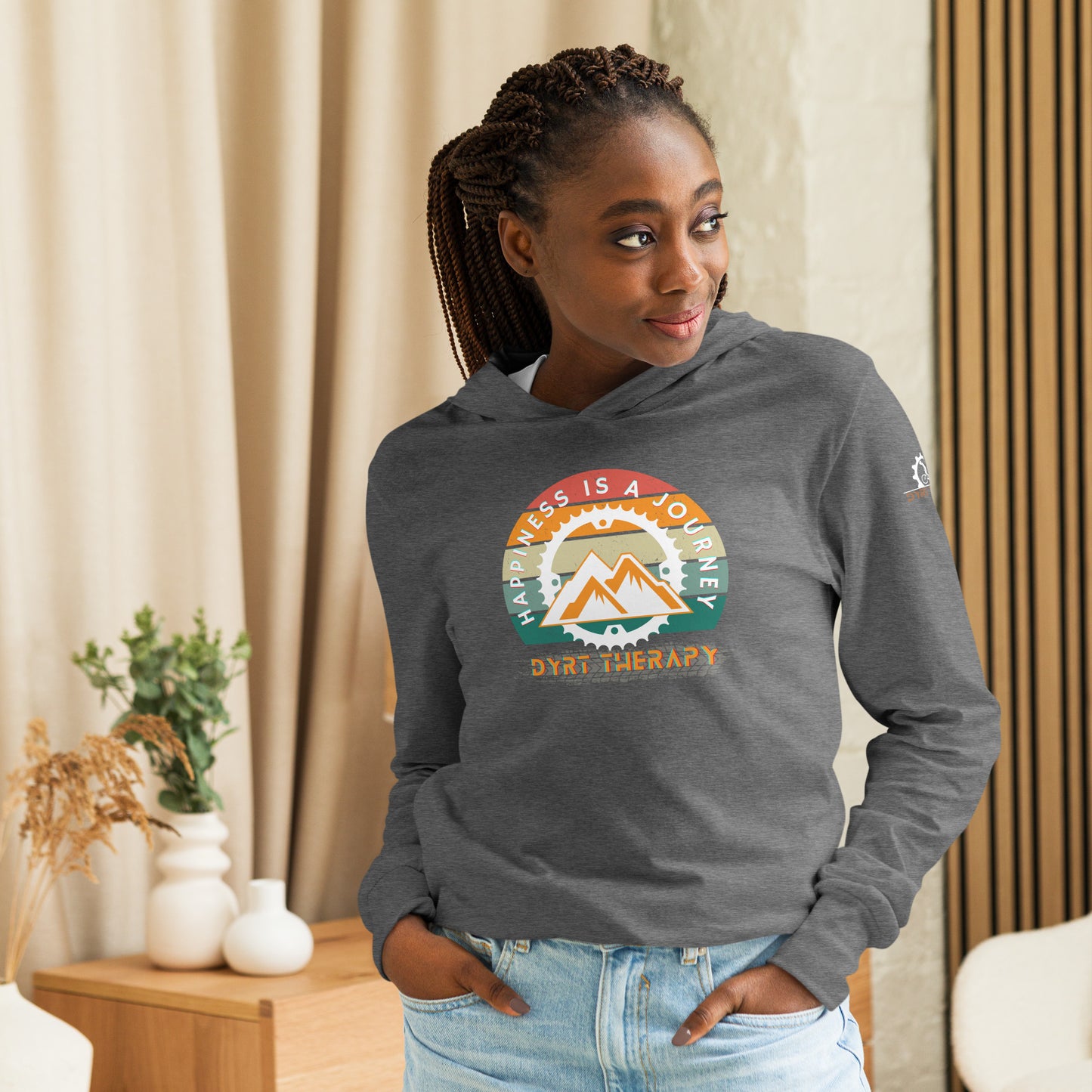 Happiness is a journey black or gray Hooded long-sleeve tee