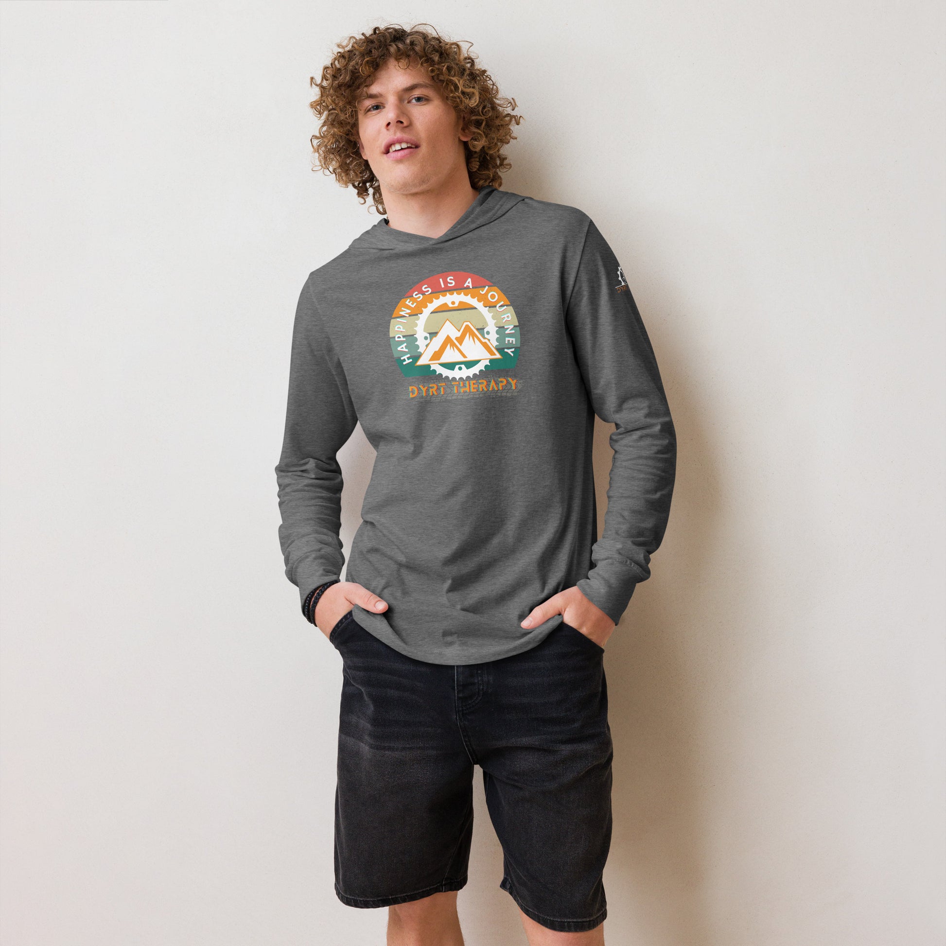 Happiness is a journey black or gray Hooded long-sleeve tee