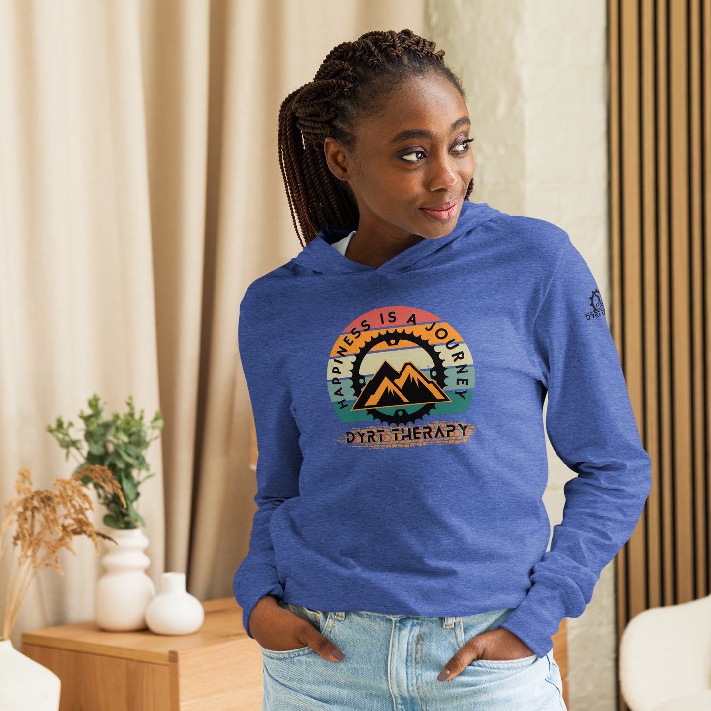 Happiness is a journey blue or white Hooded long-sleeve tee