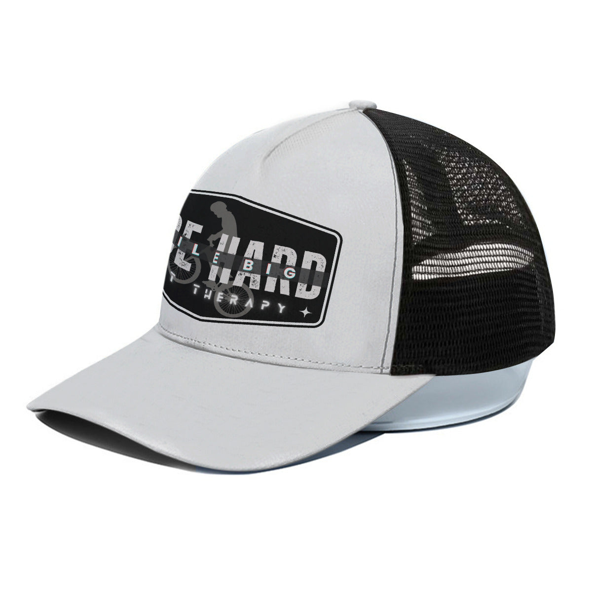 Ride Hard Smile Big Unisex Trucker Hat With Black Half-mesh